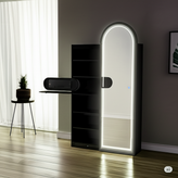 آینه کمدی رنگ مشکی همراه نور مخفی جذاب و شیک و درب آینه ای کشویی