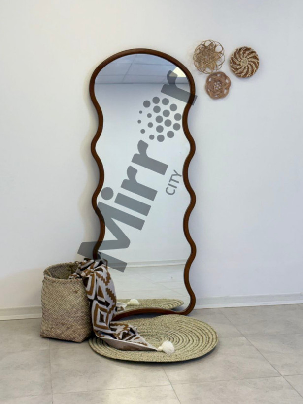 آینه قدی ایستاده موج دار رنگ فندقی