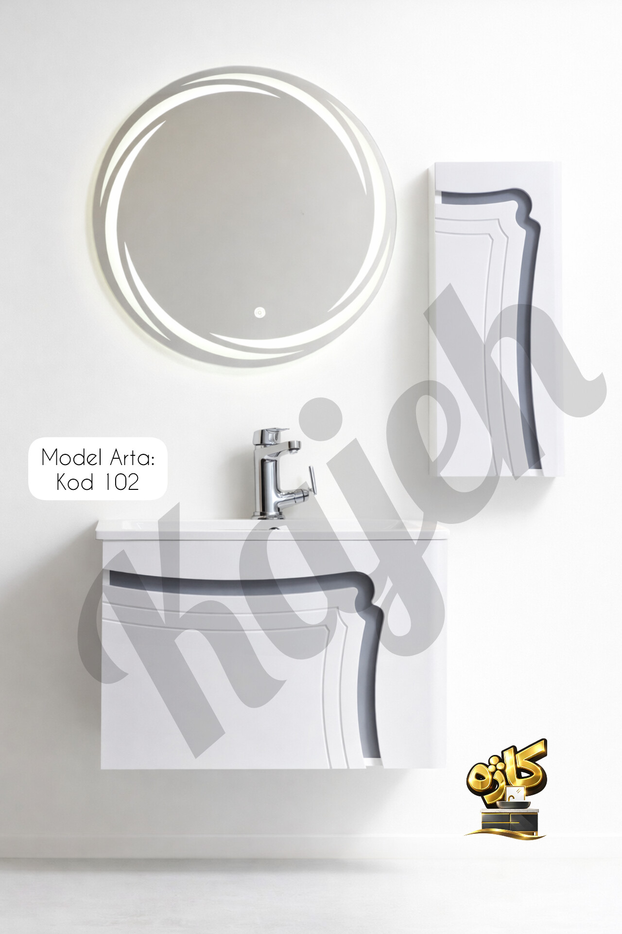 کابینت روشویی با جنس کابینتpvc ضد آب ، فول ست سرویس بهداشتی